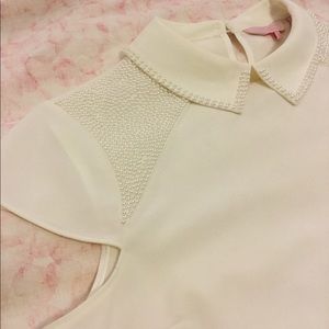 Ted Baker pearl beaded blouse Peter Pan collar